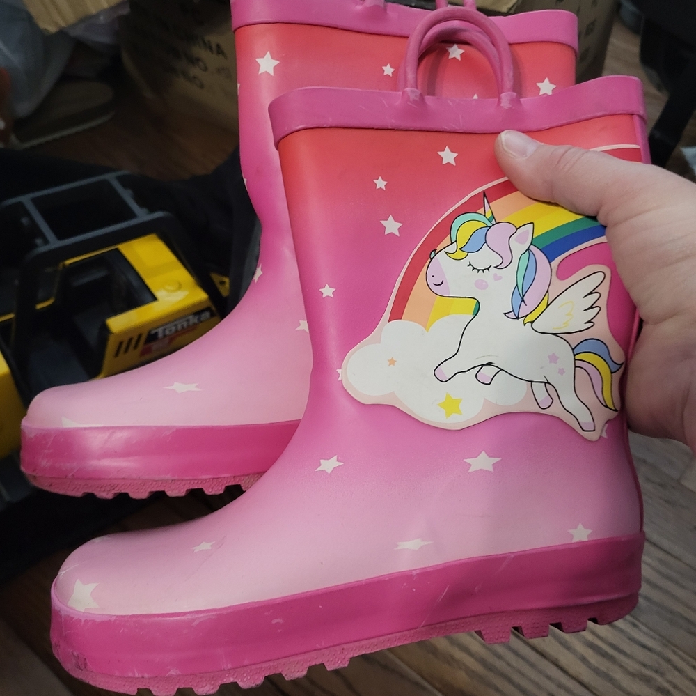 Pink Unicorn Kids Rain Boots